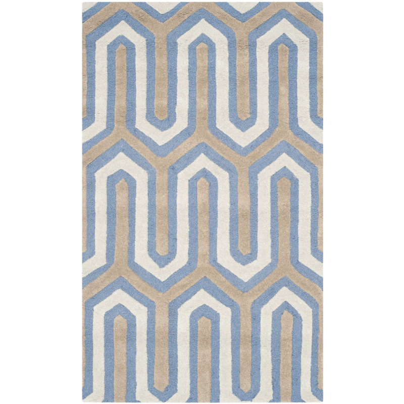 Altair Geometric Wool Hand Woven Area Rug, Rectangle 91 x 152cm