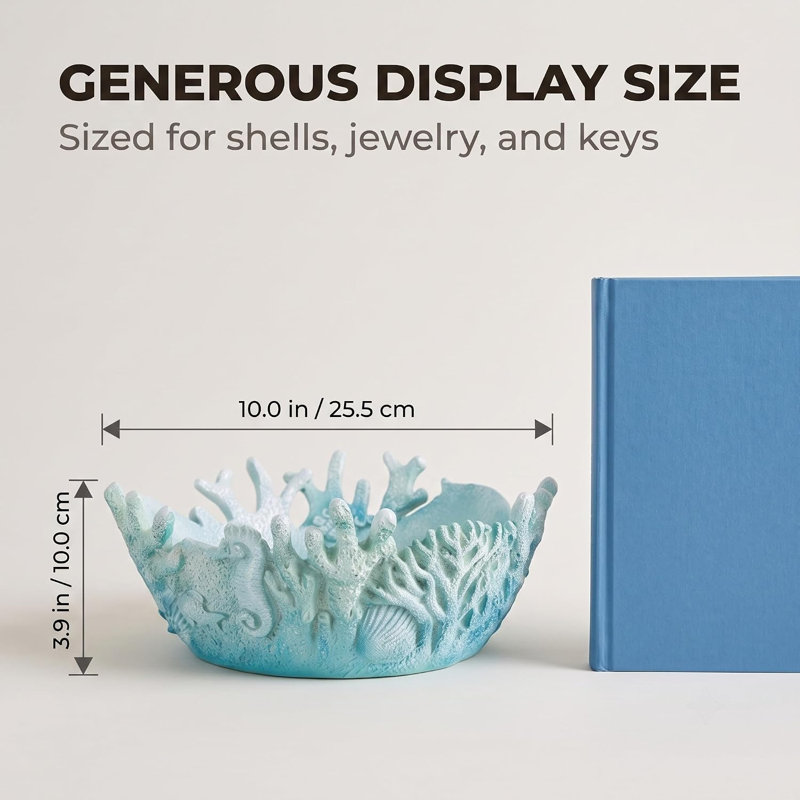 Bol décoratif en résine corail côtier, Bleu clair