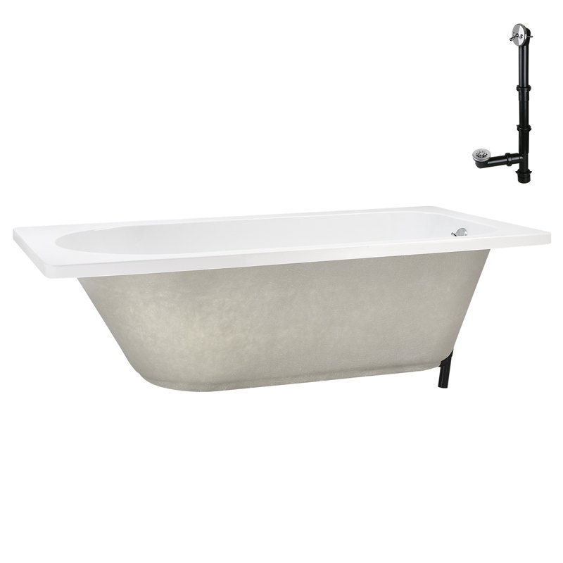 66'' x 34'' Acrylic Soaking Drop-In Bathtub, Drain Included, Polished Chrome