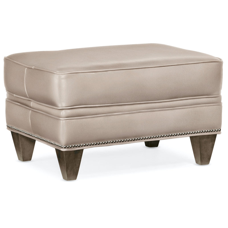 Reddish Ottoman, Gunmetal, Cobblestone, Rio Mineral Genuine Leather
