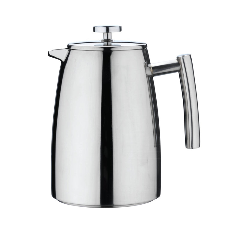 Café Olé Stal Belmont Double Walled Cafetiere Coffee Maker, 2L, Sliver