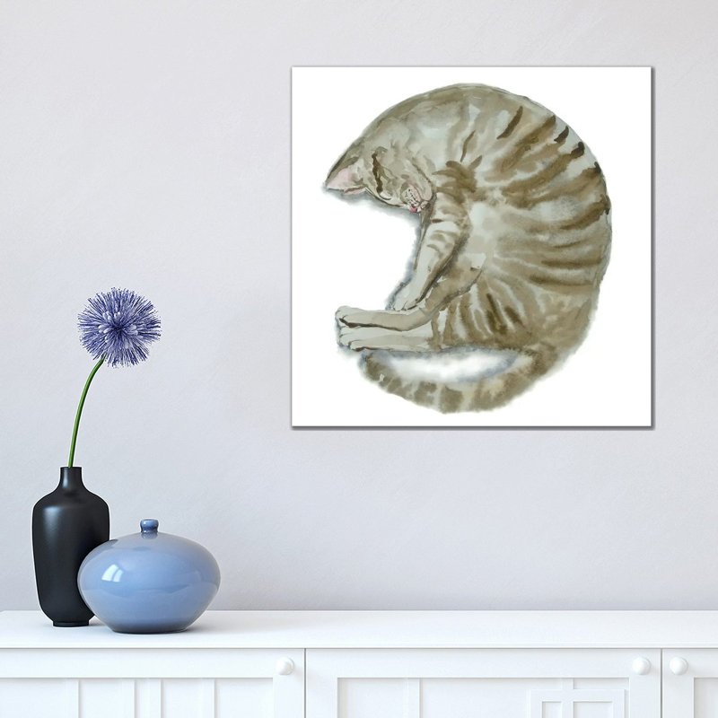 Sleeping Tabby Cat III by Alexey Dmitrievich Shmyrov - Wrapped Canvas Gallery-Wrapped Canvas Giclée