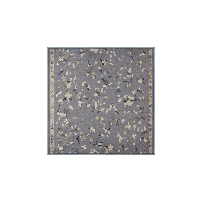 Tapis bleu lavable à la machine, Carré 7 pi