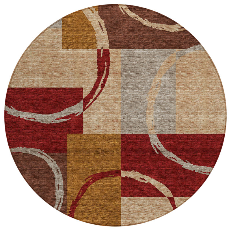 Tapis rectangulaire Aleh avec envers antidérapant, Rond 8 pi