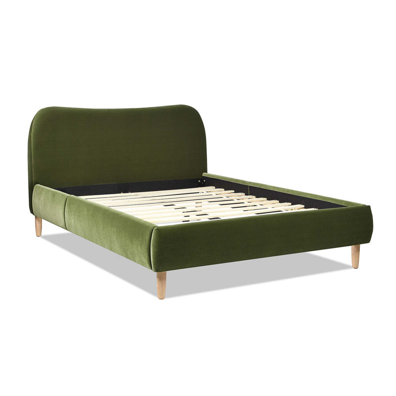 Lit plateforme tapissier Roman, Grand, Vert olive