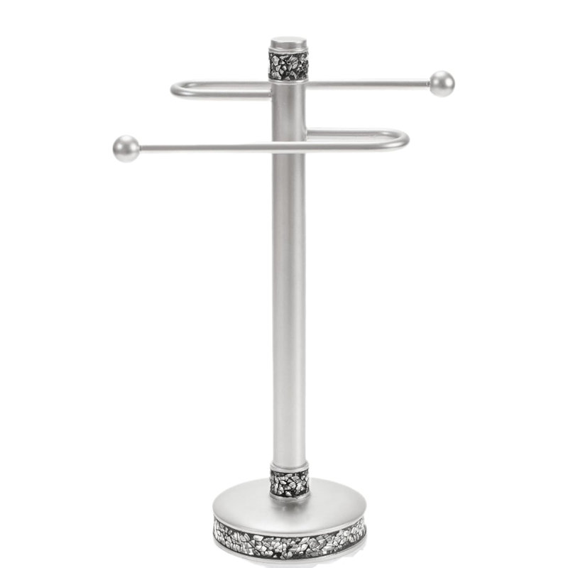 Porte-serviettes pour comptoir - Porte-serviettes élégant en argent, porte-serviettes sur pied en résine durable, parfait pour la salle de bain, la douche ou la cuisine