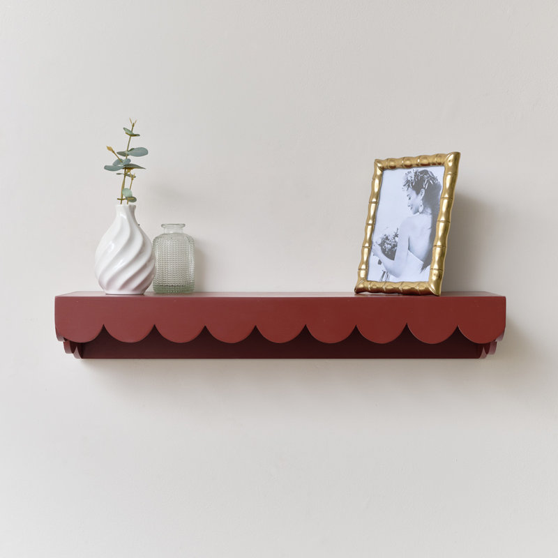Aburto Wood Floating Shelf, Oxblood Dark Red