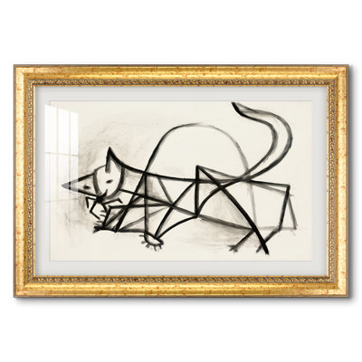 Étude du chat de Bernadette par Pablo Picasso - Encadrée sous verre et sous passe-partout, grand tableau pour salon