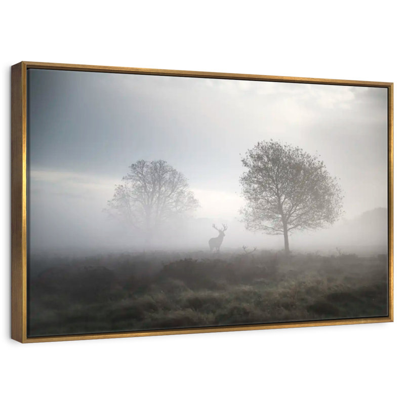 Hunting at Dusk, Floating Frame Gold, 40" X 27"