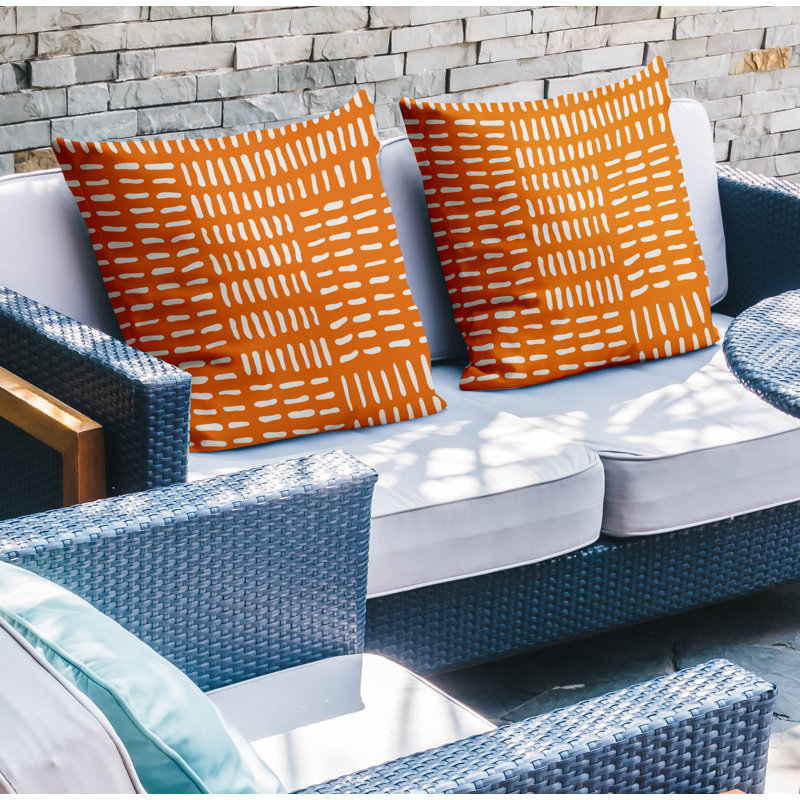 Outdoor Reversible Throw Pillow, 17W" x 17H", Orange