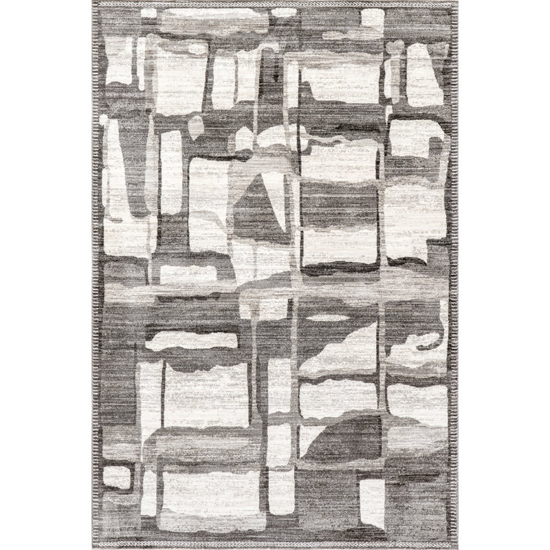 Chrissie Abstract Shapes Fringe Area Rug, Runner 2'8" x 8'