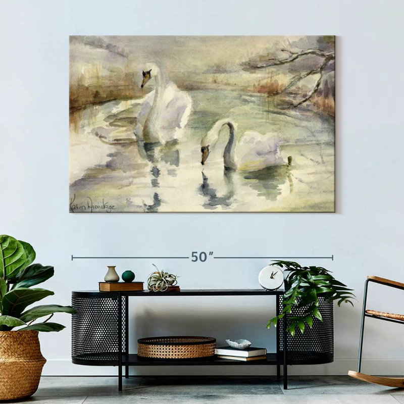 Cygnes en hiver, H 34 po x l 51 po