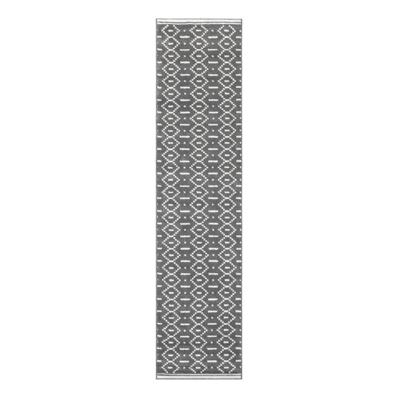 Tapis Ivy Bronx Begna Nathanyl gris, Tapis de couloir 2 pi 7 po x 12 pi