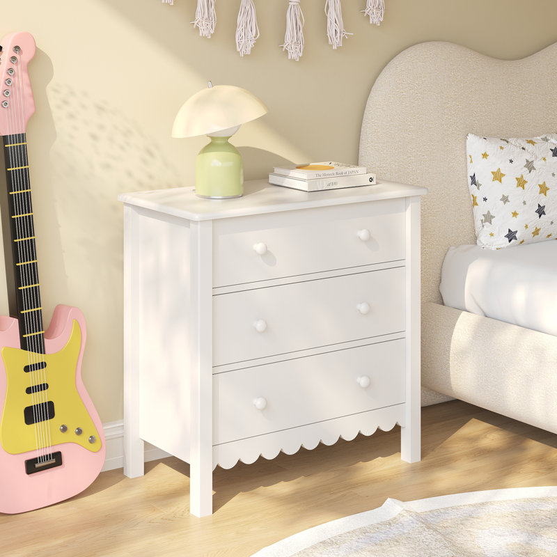 Commode blanche moderne 27,5 po à 3 tiroirs avec trousse de sécurité anti-basculement, Blanc