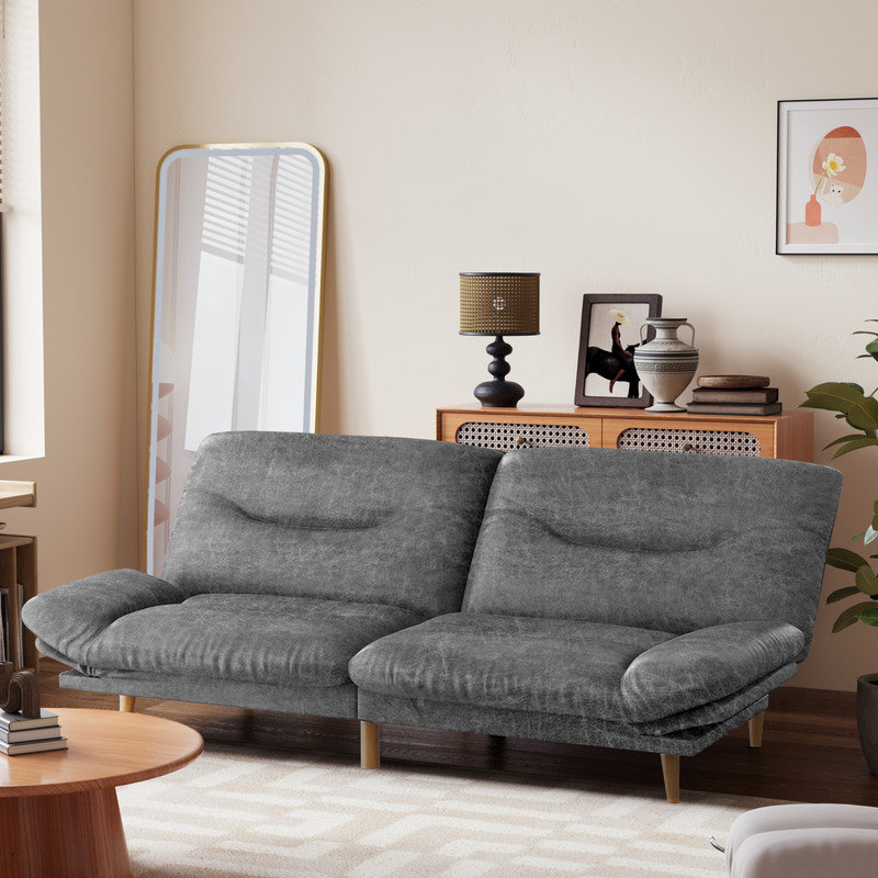 Canapé FUTON avec côtés et dossier réglables, Brun