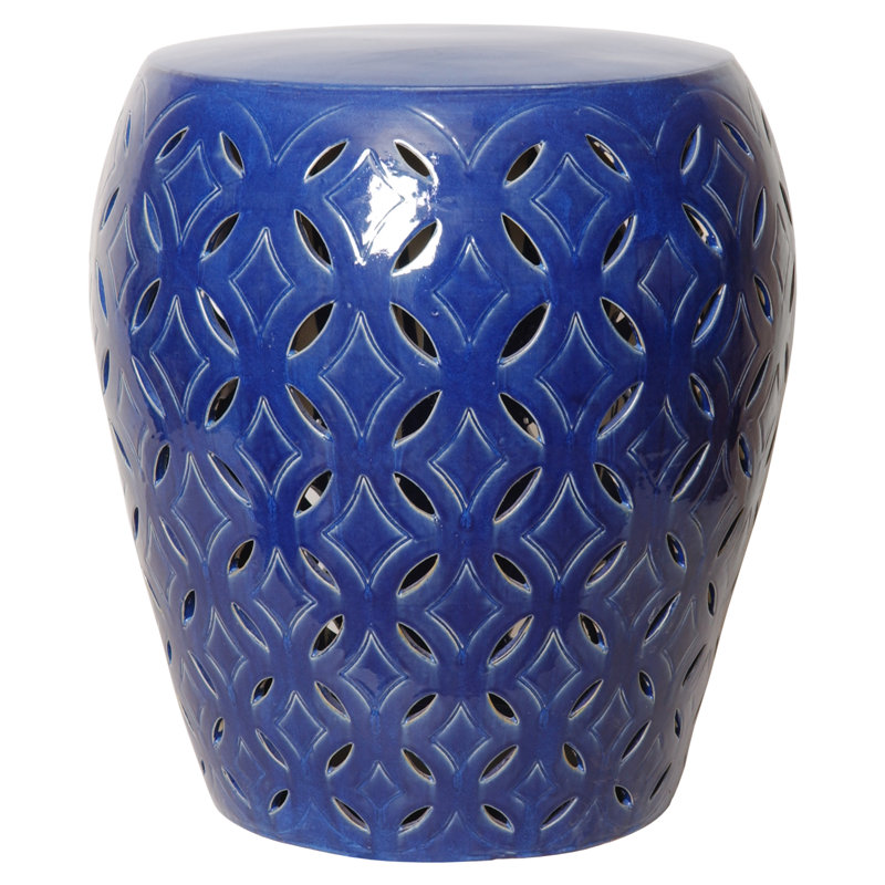 Tabouret de jardin en céramique Pleasanton, Bleu