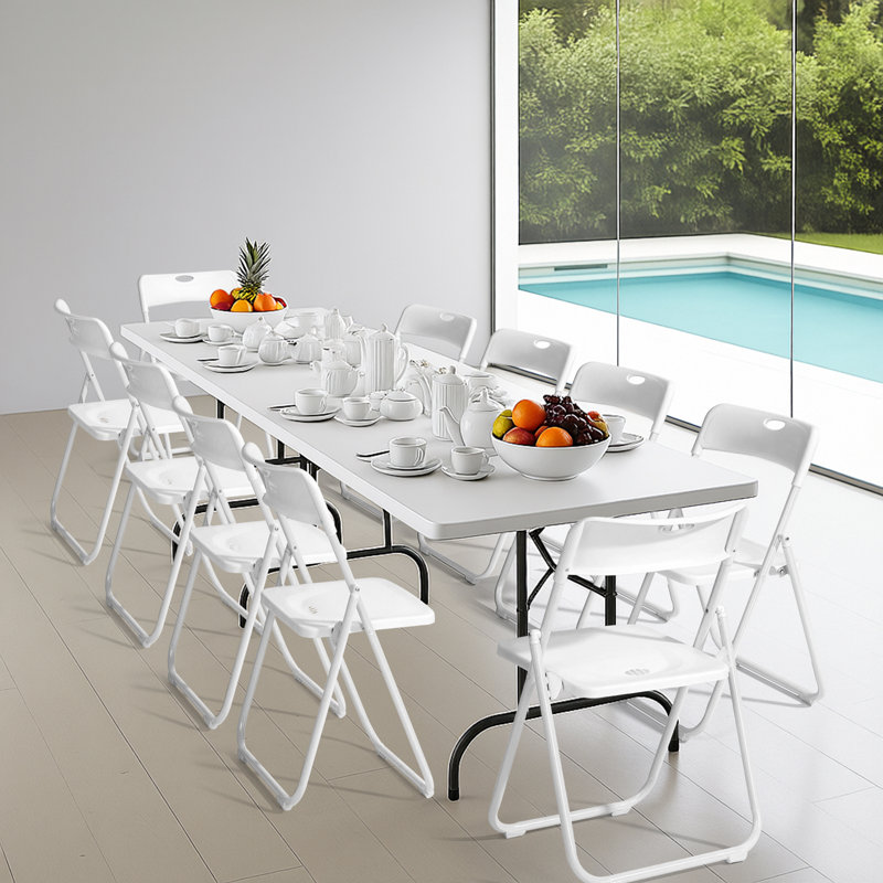 Ensemble de chaises pliantes en métal blanc pour patio (ensemble de 10), Blanc