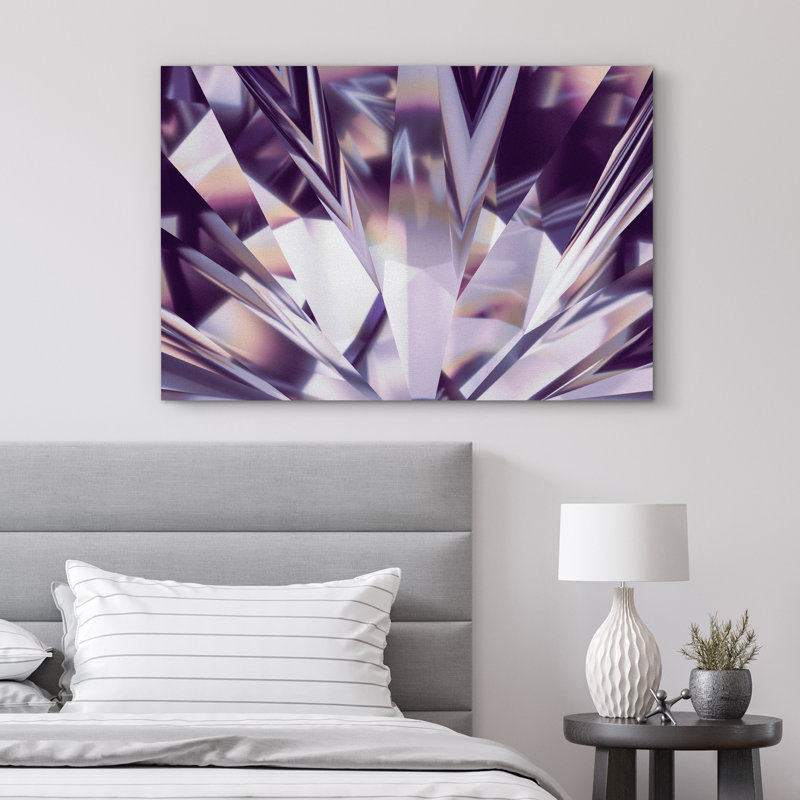 Marbre agate tranche glamour mauve cristal gemme photo moderne grande impression sur toile, Toile tendue