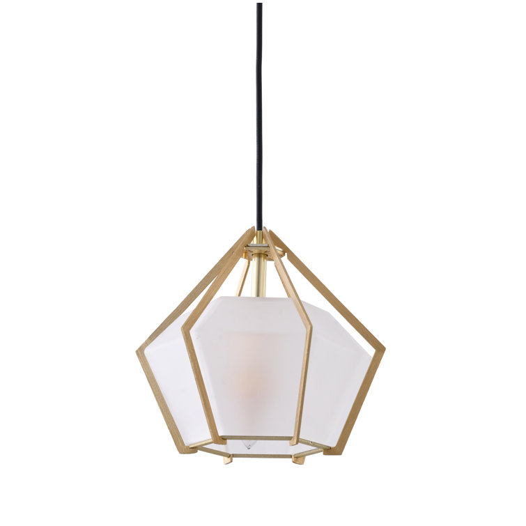 This Pendant Is In A Gold Finish. The Frame Is Made Out Of Aluminum, And It Comes With A Frosted Glass Shade. The Adjustable Cord Link Makes This Fixture Suitable For Most Ceiling Heights.