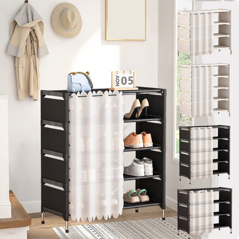 Multi-layer Shoe Rack  Dusts-proof Stackable Shoe Rack Storage Rack  Sturdy Metal And Plastic Material  Ideal For Closets  Bedrooms  Hallways  Living Rooms