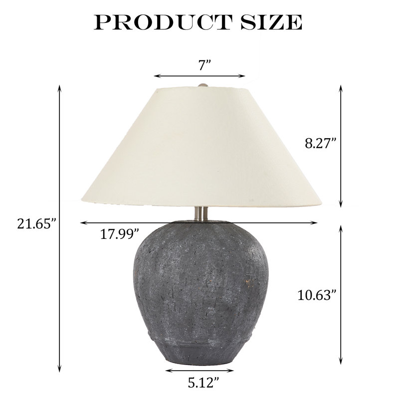 Ensemble de 2 lampes de table en céramique Kula, Gris foncé, H 21,65 po x l 17,99 po x P 17,99 po