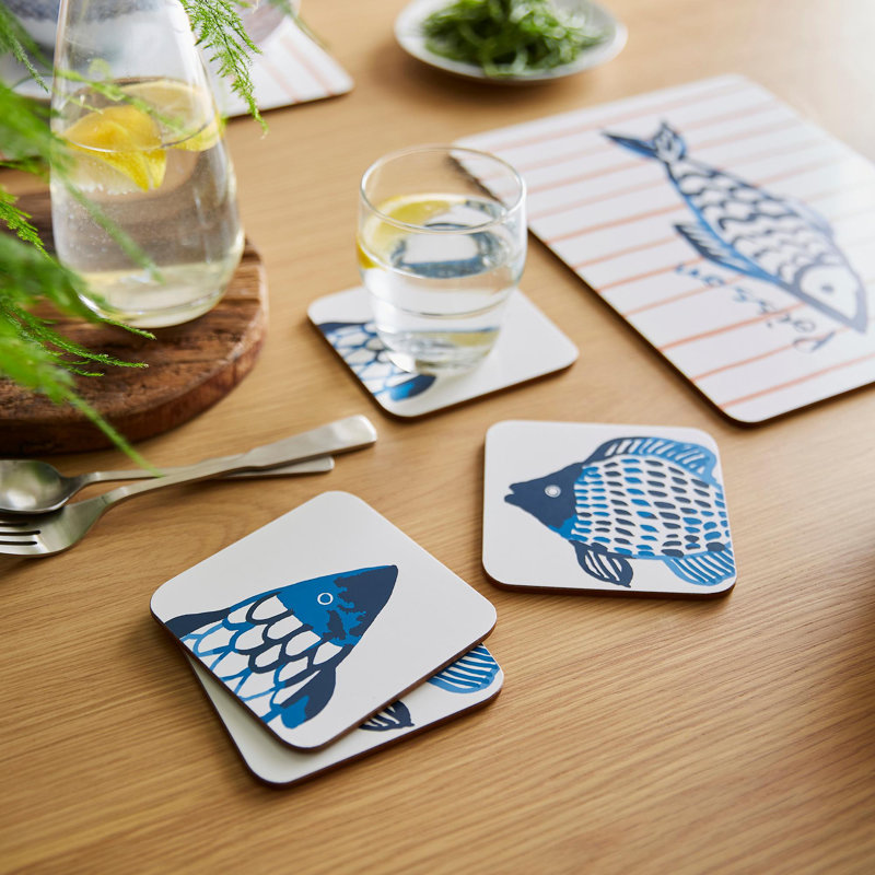 Catch Of The Day Square 4 Piece Coaster Set