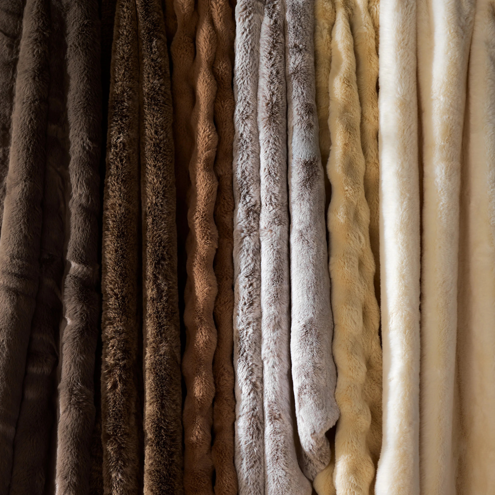 Faux Fur Weighted Throw Blanket, 80" L x 60" W, Beige
