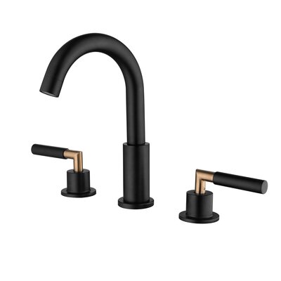 Widespread Bathroom Faucet 3 Holes 8 Inch Bathroom Sink Faucet Double Handle Matte Black Modern Basin Faucets Solid Brass Vanity Taps With Valve -  AWZTOO, AZ-RR-0181-MB