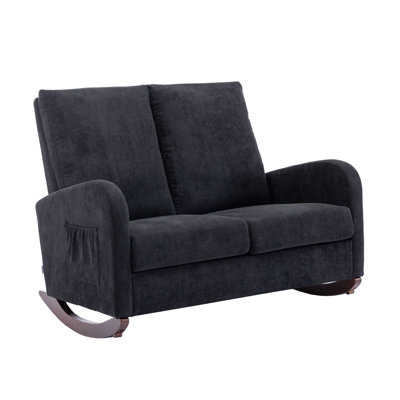 Upholstered Single Chair, Rocking Chair, Upholstered Mid Century Modern Rocker, Oversized Wingback Armchair -  Red Barrel Studio®, 8A26EE4BCA6841B7B137743DCA59A751