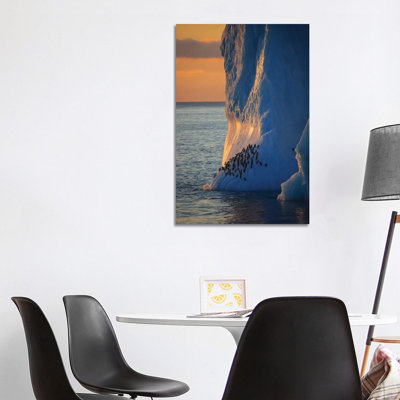 Chinstrap Penguins On Iceberg Tower Antarctica 1 Piece Wrapped Canvas Wall Art