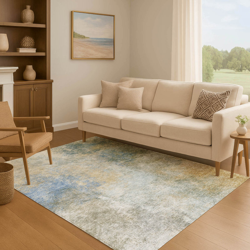 Premium Machine Washable Ariel Abstract Rug, Rectangle 10' x 14'