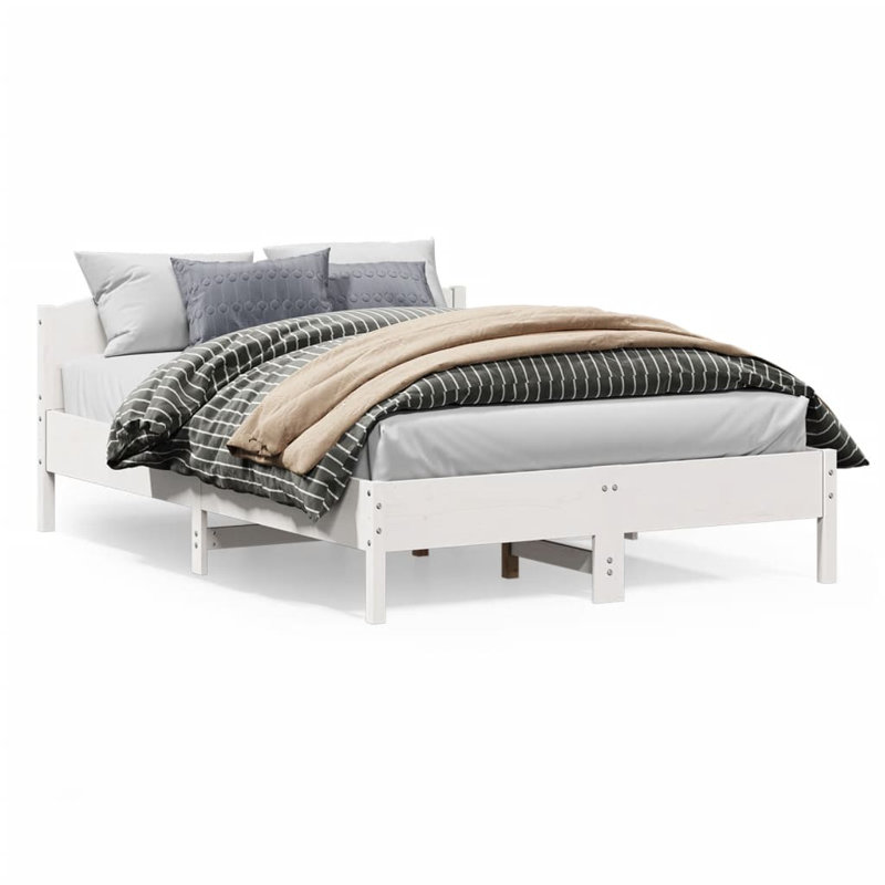 Peggy Solid Wood Bed, White, European Kingsize (160 x 200 cm)