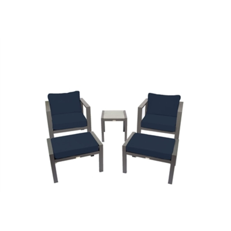 Lakeview Modern 5-Piece Aluminum Bistro Set, Navy