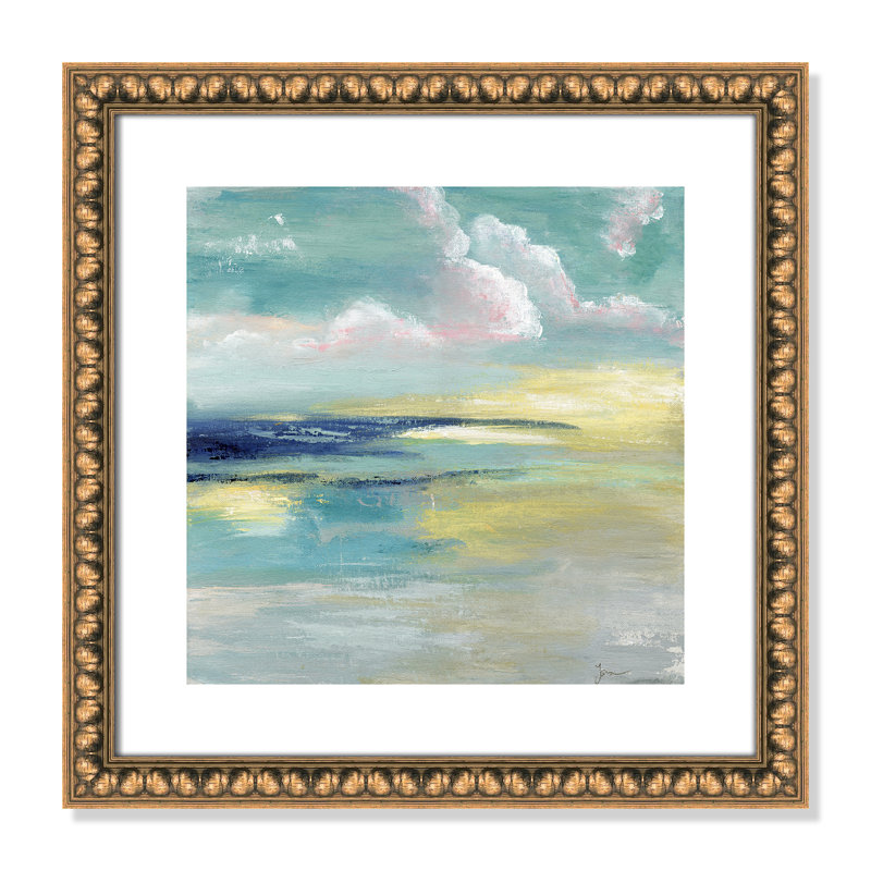 «Bertie Ocean View» par Tava Studios - reproduction d'art, Papier avec cadre à perles dorées