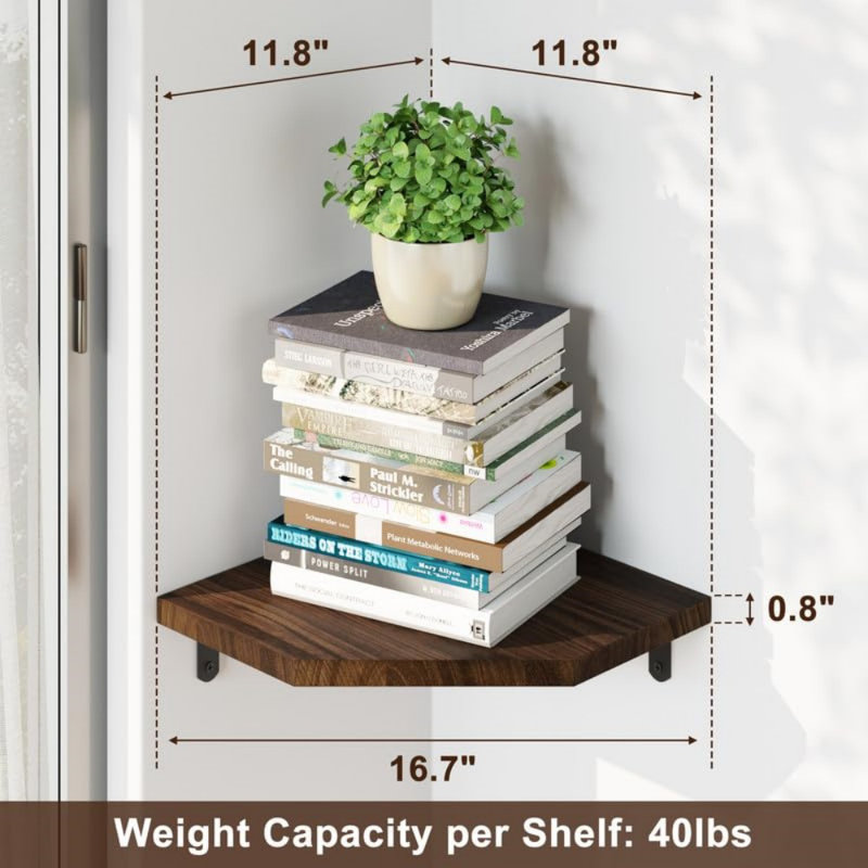 Andon Wood Floating Shelf, Brown