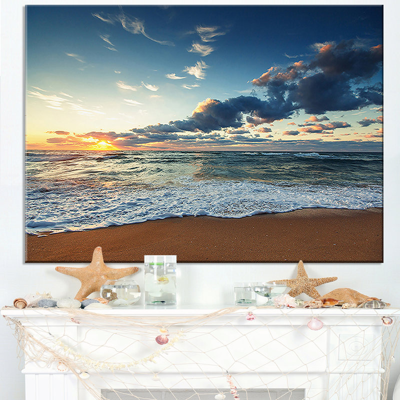 Sunrise and Glowing Waves Coastal Landscape Canvas Print