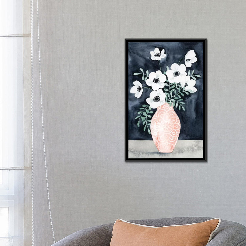 «Nighttime Anemones II», impression sur toile, H 26 po x l 18 po x P 1,5 po, Toile avec cadre noir, Pas de tapis