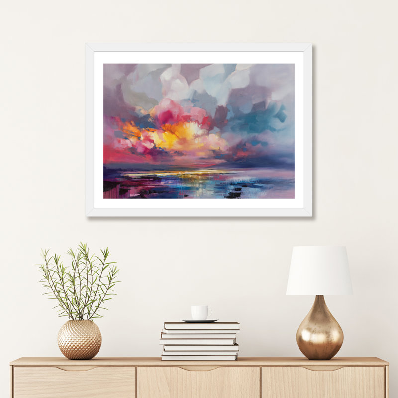 « deplacement » par scott naismith-reproduction d’art, H 16 po x l 24 po x P 1 po, Papier avec cadre blanc