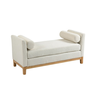 Élégant banc rembourré de 54,3 po de largeur, repose-pieds avec pieds en bois et 2 traversins pour le bout du lit, la chambre à coucher, le salon et le vestibule