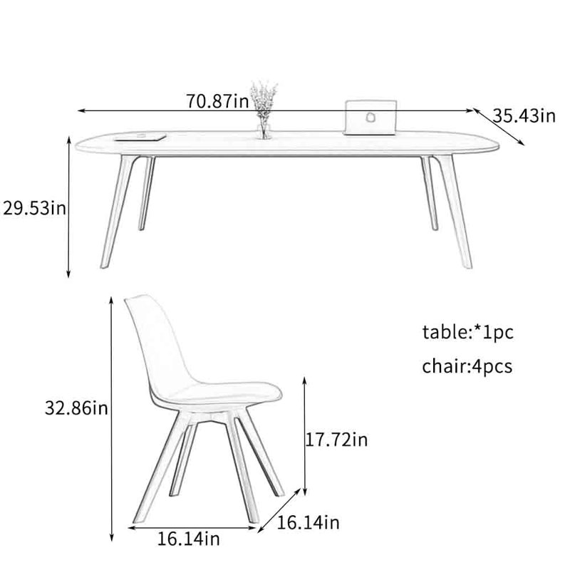 Ensemble de tables longues Modern, H 29,53 po x L 70,87 po x l 35,43 po