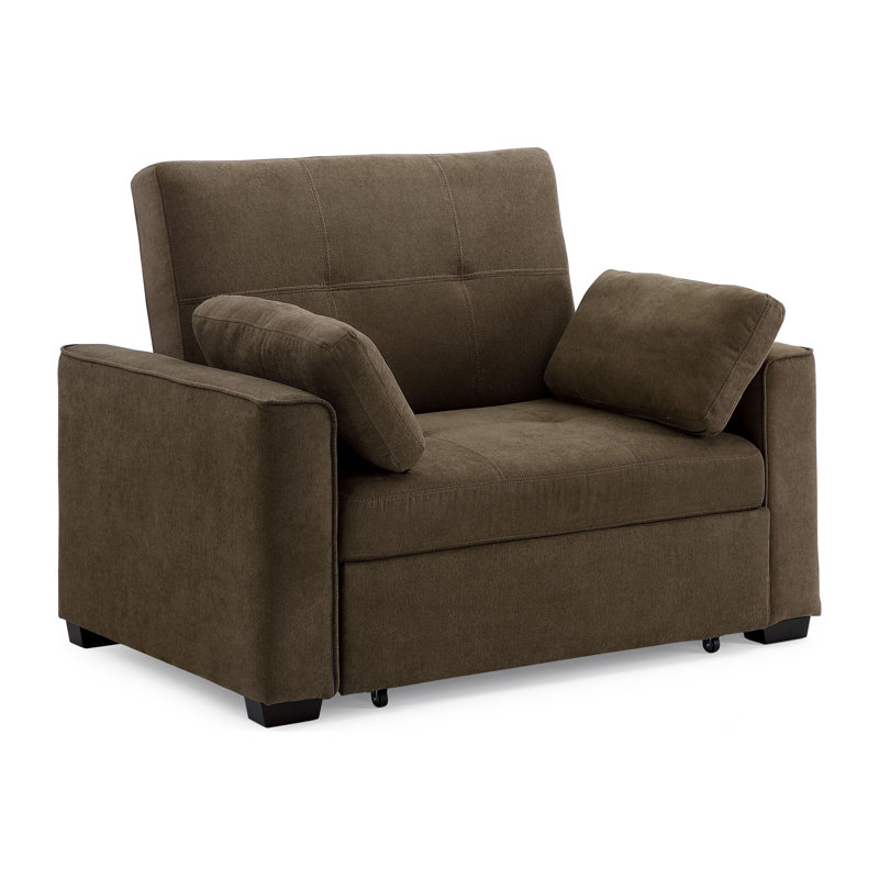 Chaise convertible en chenille capitonnée l 52,4 po Akorede, Brun