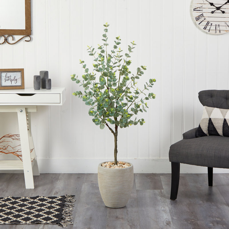 Eucalyptus artificiel en pot, Beige, H 60 po x l 20 po x P 18 po