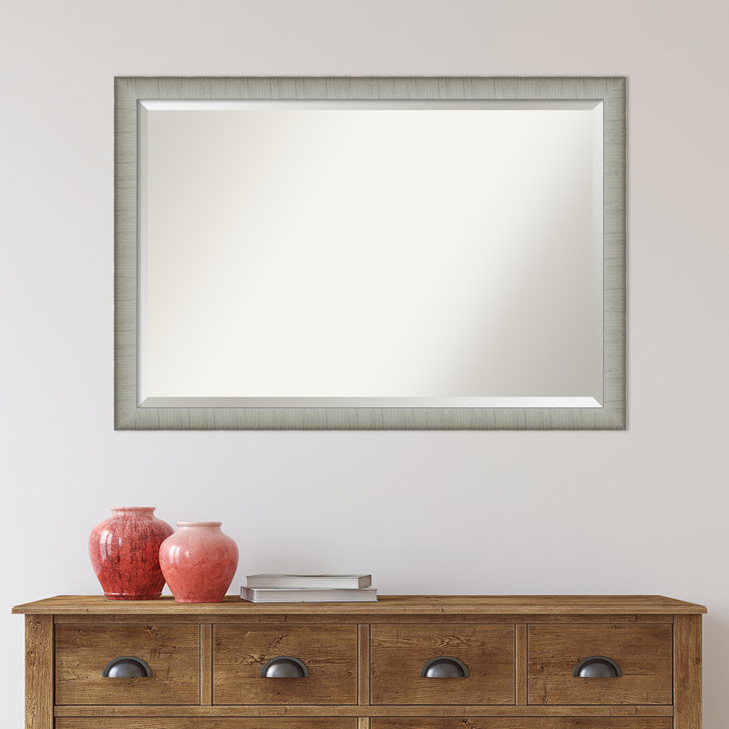 Miroir d'appoint mural en plastique Jonnie, Nickel, 27 po x 39 po