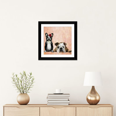 Impression sur toile tendue Fab Funky «French Bulldog and English Bulldog»
