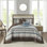 Ensemble de couvre-lit 5 pièces en jacquard réversible bleu Princeton