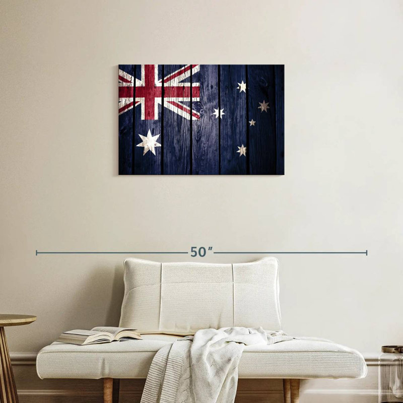 Drapeau australien Borges style bois, H 20 po x l 30 po