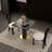 3-Piece Modern Dining Set with 33.5" Square Sintered Stone Top, Black Pedestal Base with Gold Trim & 2 Rubberwood Chairs – Small Space Kitchen & Dining Table Set-767776932