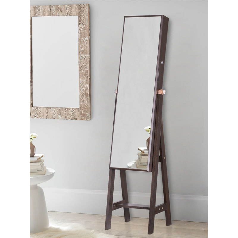 Armoire à bijoux murale avec miroir, Marron