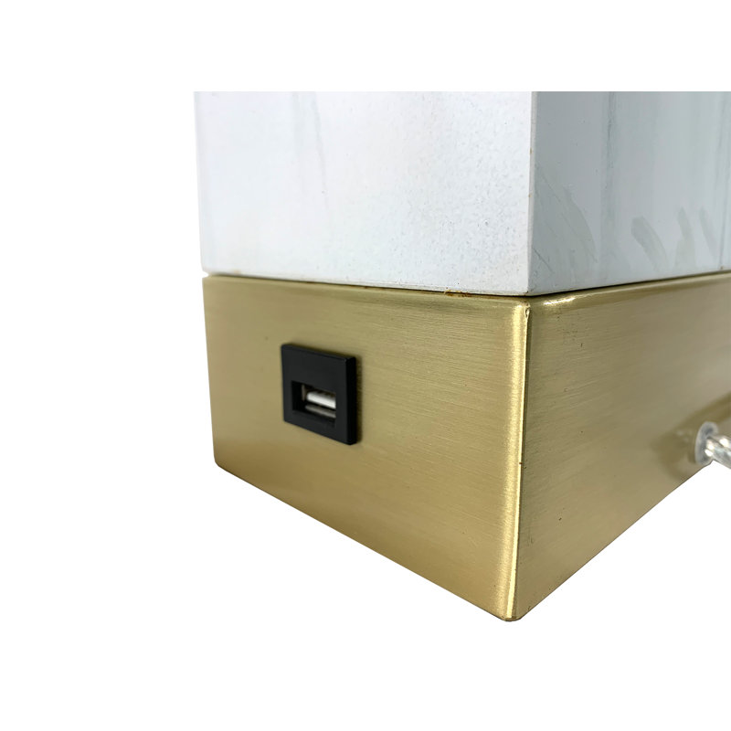 Hauser Metal USB Table Lamp, Gold/White