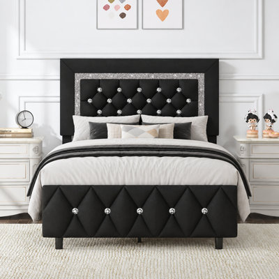 Alber Faux Leather Diamond Tufted Platform Bed - Headboard Included